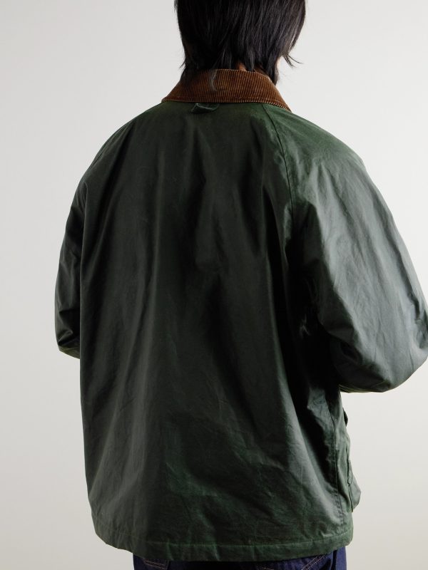 Corduroy-Trimmed Waxed-Cotton Jacket - BK