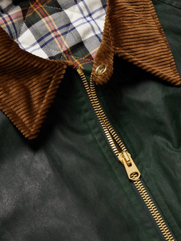 Corduroy-Trimmed Waxed-Cotton Jacket - CU
