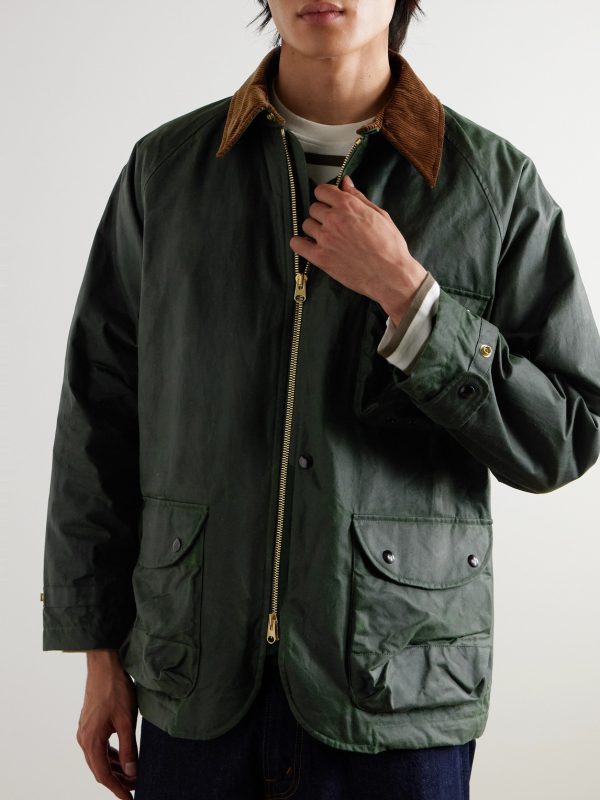 Corduroy-Trimmed Waxed-Cotton Jacket - FR