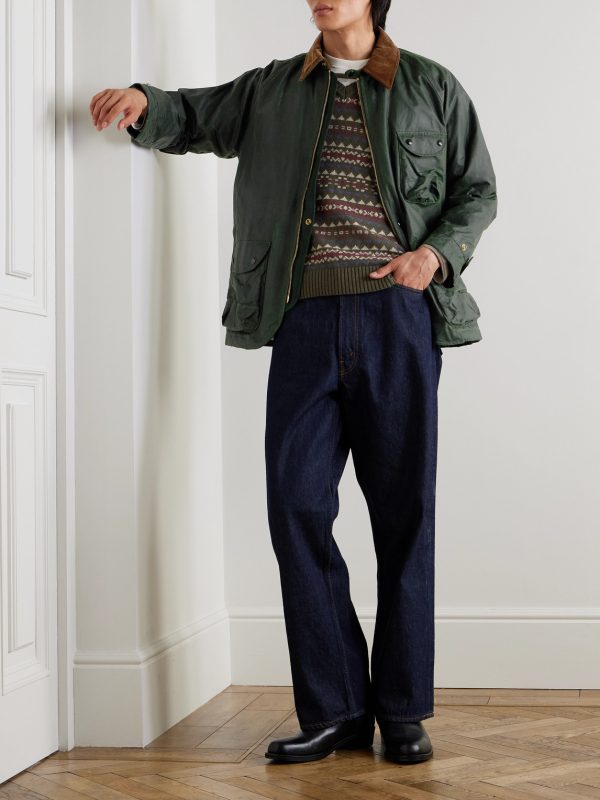 Corduroy-Trimmed Waxed-Cotton Jacket - OU