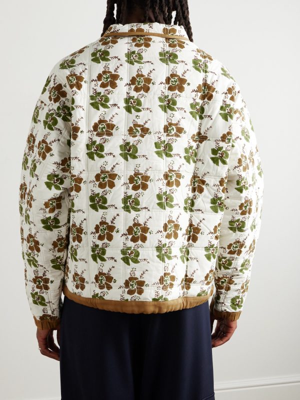 Mineral Floral-Print Quilted Organic Cotton-Poplin Half-Zip Sweatshirt - BK Mineral Floral-Print Quilted Organic Cotton-Poplin Half-Zip Sweatshirt - BK