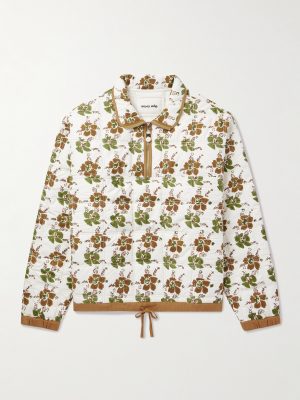 Mineral Floral-Print Quilted Organic Cotton-Poplin Half-Zip Sweatshirt