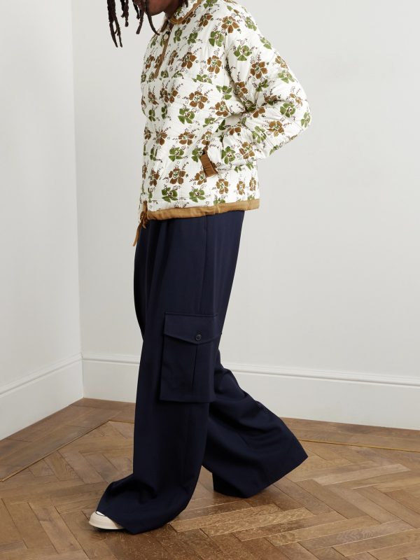 Mineral Floral-Print Quilted Organic Cotton-Poplin Half-Zip Sweatshirt - OU Mineral Floral-Print Quilted Organic Cotton-Poplin Half-Zip Sweatshirt - OU