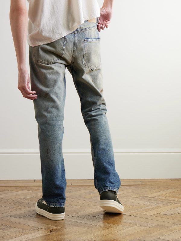 Straight-Leg Distressed Jeans - BK Straight-Leg Distressed Jeans - BK