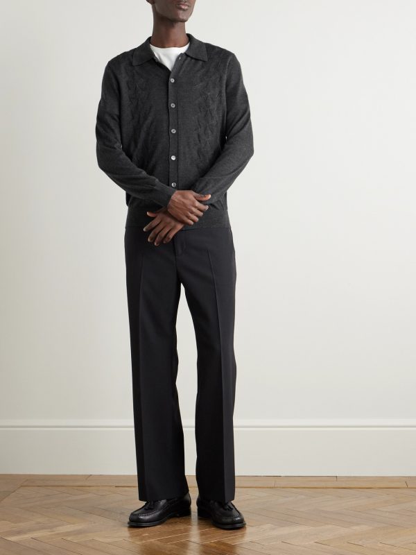 Pointelle-Knit Cardigan - OU Pointelle-Knit Cardigan - OU