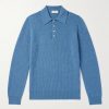 Slim-Fit Ribbed Cashmere Polo Shirt Slim-Fit Ribbed Cashmere Polo Shirt