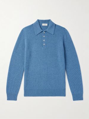 Slim-Fit Ribbed Cashmere Polo Shirt Slim-Fit Ribbed Cashmere Polo Shirt