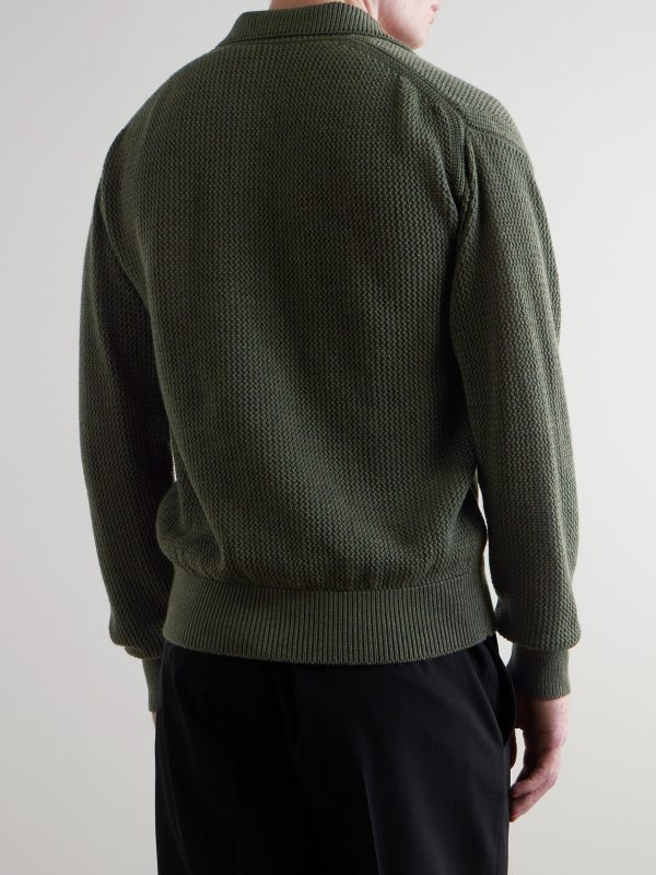 Textured-Knit Virgin Wool Polo Shirt - BK