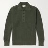 Textured-Knit Virgin Wool Polo Shirt