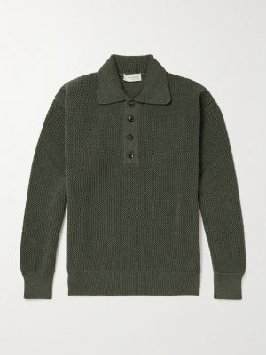 Textured-Knit Virgin Wool Polo Shirt Textured-Knit Virgin Wool Polo Shirt