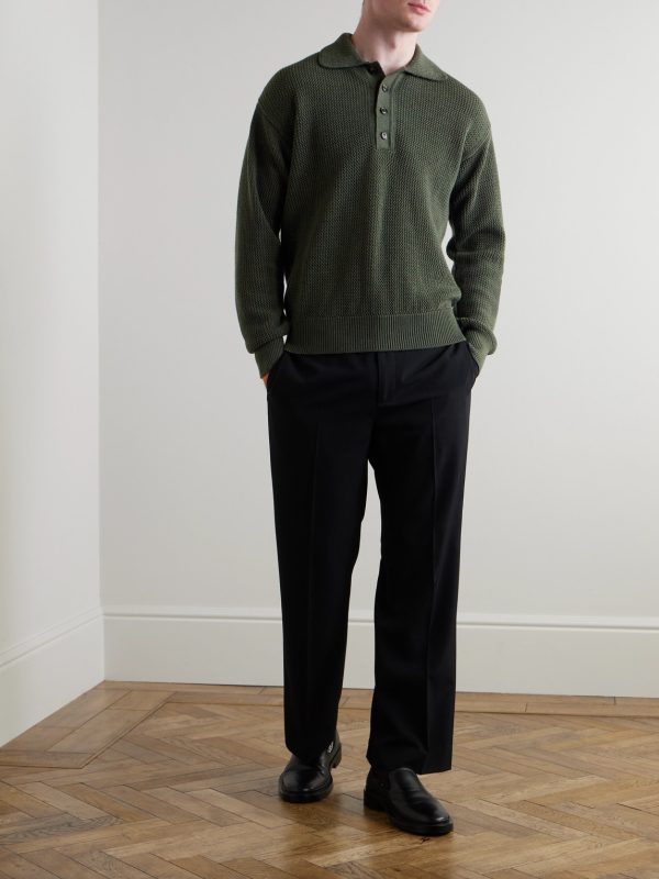 Textured-Knit Virgin Wool Polo Shirt - OU