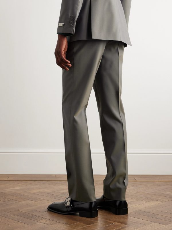 Straight-Leg Iridescent Wool Suit Trousers - BK Straight-Leg Iridescent Wool Suit Trousers - BK