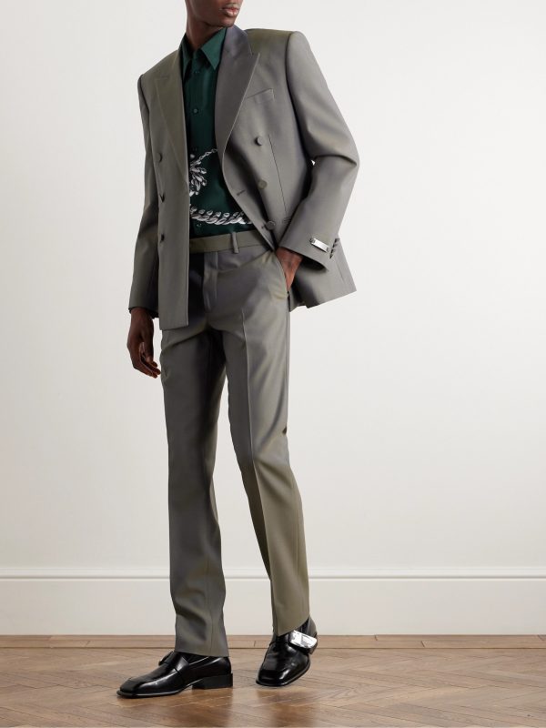 Straight-Leg Iridescent Wool Suit Trousers - OU Straight-Leg Iridescent Wool Suit Trousers - OU