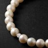 Rhodium-Plated, Pearl and Diamond Bracelet - CU Rhodium-Plated, Pearl and Diamond Bracelet - CU