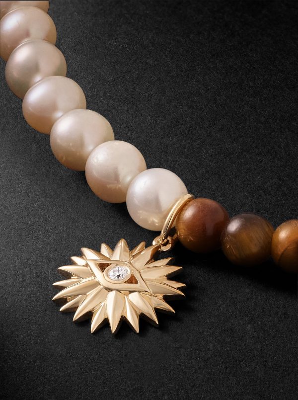 Evil Eye Petals 14-Karat Gold Multi-Stone Beaded Bracelet - CU Evil Eye Petals 14-Karat Gold Multi-Stone Beaded Bracelet - CU