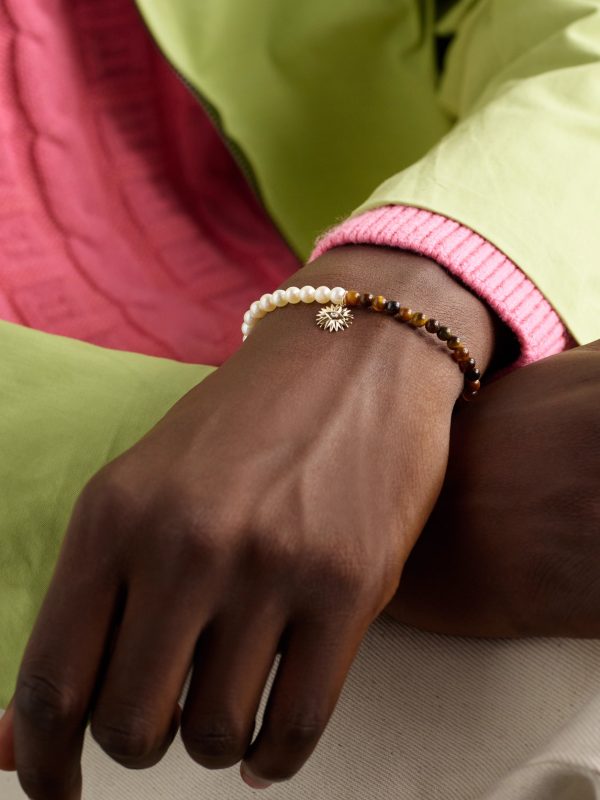 Evil Eye Petals 14-Karat Gold Multi-Stone Beaded Bracelet - FR Evil Eye Petals 14-Karat Gold Multi-Stone Beaded Bracelet - FR