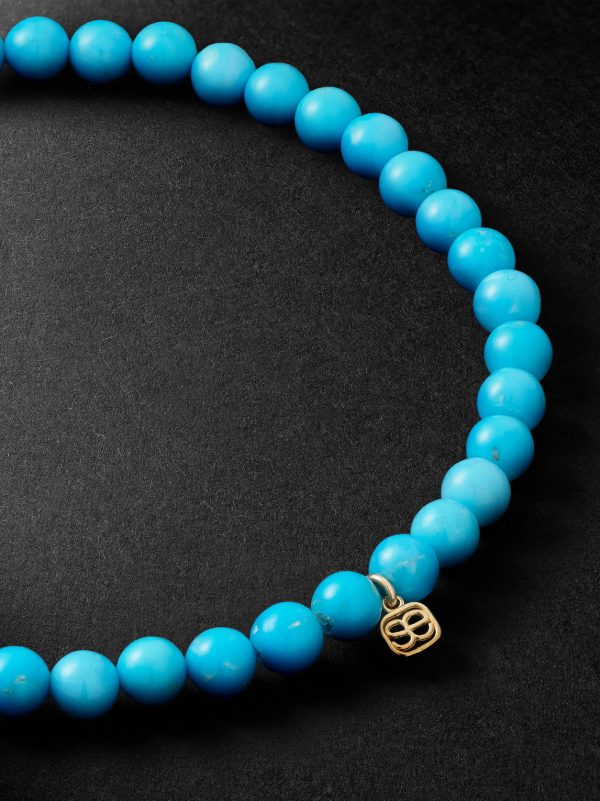 14-Karat Gold, Diamond and Turquoise Beaded Bracelet - BK 14-Karat Gold, Diamond and Turquoise Beaded Bracelet - BK
