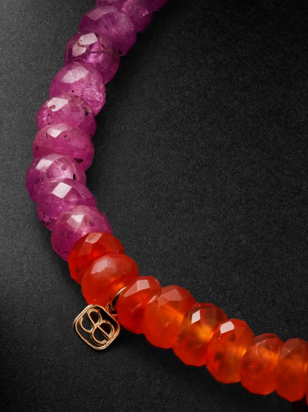 14-Karat Gold Multi-Stone Beaded Bracelet - BK 14-Karat Gold Multi-Stone Beaded Bracelet - BK