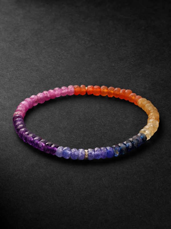 14-Karat Gold Multi-Stone Beaded Bracelet 14-Karat Gold Multi-Stone Beaded Bracelet