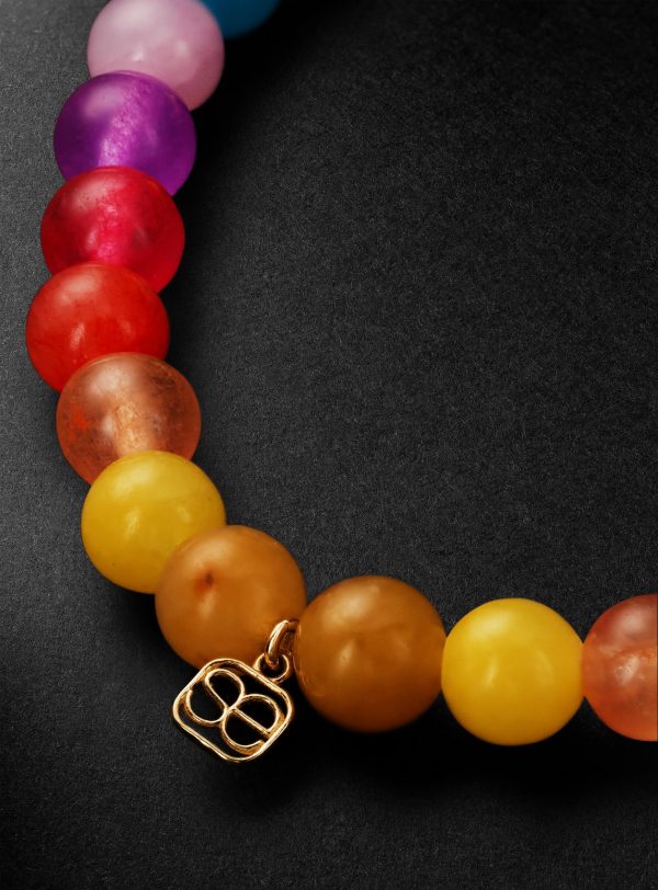 14-Karat Gold, Rainbow Jade and Diamond Beaded Bracelet - BK 14-Karat Gold, Rainbow Jade and Diamond Beaded Bracelet - BK