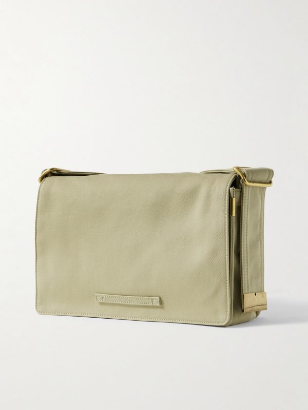 Logo-Embroidered Gabardine Messenger Bag - BK Logo-Embroidered Gabardine Messenger Bag - BK