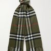 Fringed Checked Cashmere Scarf Fringed Checked Cashmere Scarf