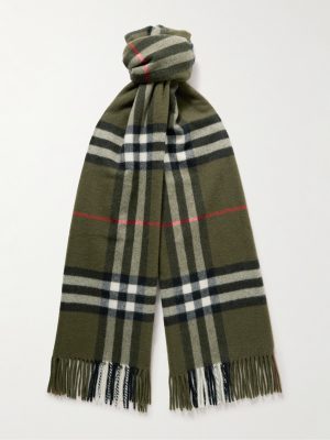 Fringed Checked Cashmere Scarf Fringed Checked Cashmere Scarf