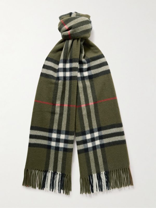 Fringed Checked Cashmere Scarf Fringed Checked Cashmere Scarf