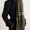Fringed Checked Cashmere Scarf - OU Fringed Checked Cashmere Scarf - OU