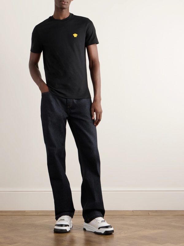 Slim-Fit Logo-Embroidered Cotton-Jersey T-Shirt - OU Slim-Fit Logo-Embroidered Cotton-Jersey T-Shirt - OU