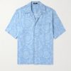 Camp-Collar Cotton-Chambray Jacquard Shirt Camp-Collar Cotton-Chambray Jacquard Shirt