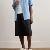 Camp-Collar Cotton-Chambray Jacquard Shirt - OU Camp-Collar Cotton-Chambray Jacquard Shirt - OU
