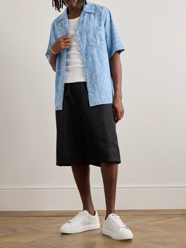 Camp-Collar Cotton-Chambray Jacquard Shirt - OU Camp-Collar Cotton-Chambray Jacquard Shirt - OU