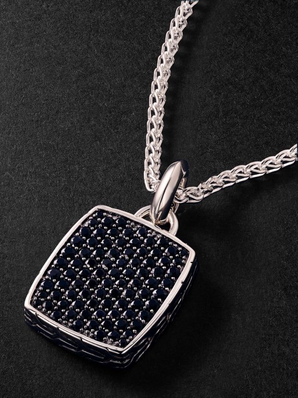 ID Tag Sterling Silver Sapphire Pendant Necklace - CU ID Tag Sterling Silver Sapphire Pendant Necklace - CU