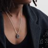 ID Tag Sterling Silver Sapphire Pendant Necklace - FR ID Tag Sterling Silver Sapphire Pendant Necklace - FR
