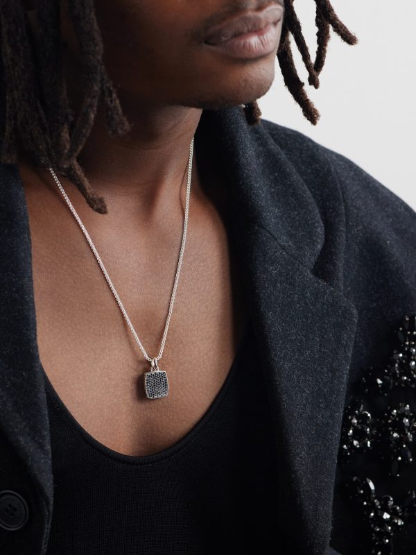 ID Tag Sterling Silver Sapphire Pendant Necklace - FR ID Tag Sterling Silver Sapphire Pendant Necklace - FR