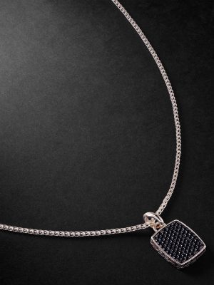 ID Tag Sterling Silver Sapphire Pendant Necklace ID Tag Sterling Silver Sapphire Pendant Necklace