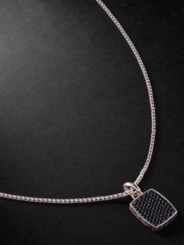 ID Tag Sterling Silver Sapphire Pendant Necklace ID Tag Sterling Silver Sapphire Pendant Necklace