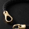 Braided Leather and 14-Karat Gold Bracelet - BK Braided Leather and 14-Karat Gold Bracelet - BK