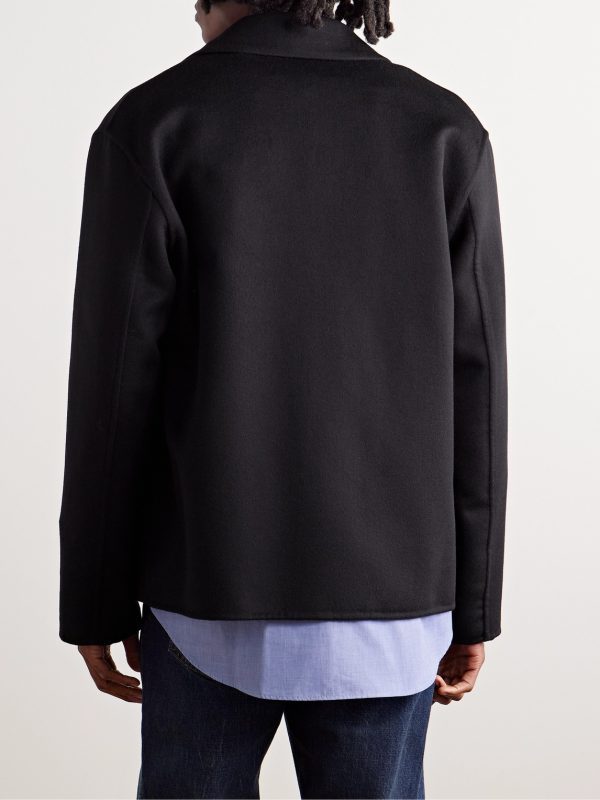 Leather-Trimmed Wool and Cashmere-Blend Overshirt - BK