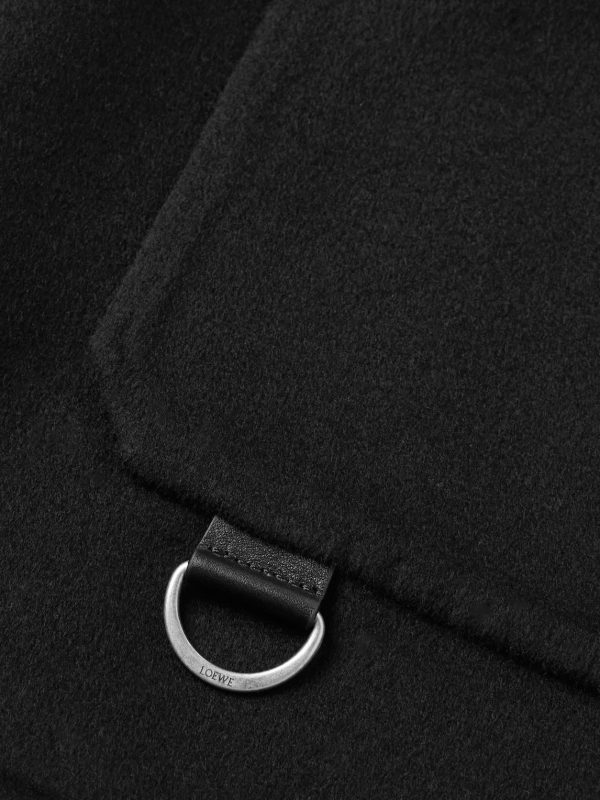 Leather-Trimmed Wool and Cashmere-Blend Overshirt - E1