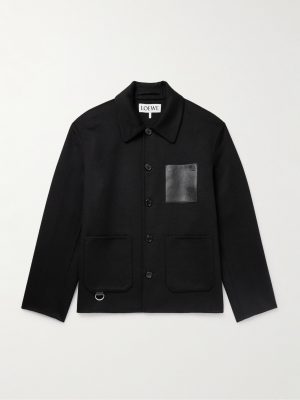 Leather-Trimmed Wool and Cashmere-Blend Overshirt