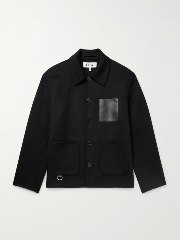 Leather-Trimmed Wool and Cashmere-Blend Overshirt