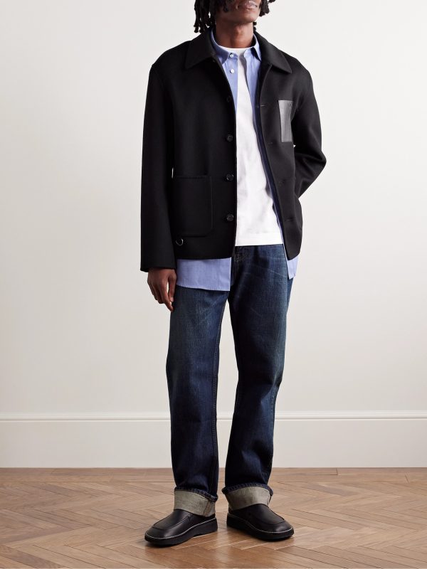 Leather-Trimmed Wool and Cashmere-Blend Overshirt - OU