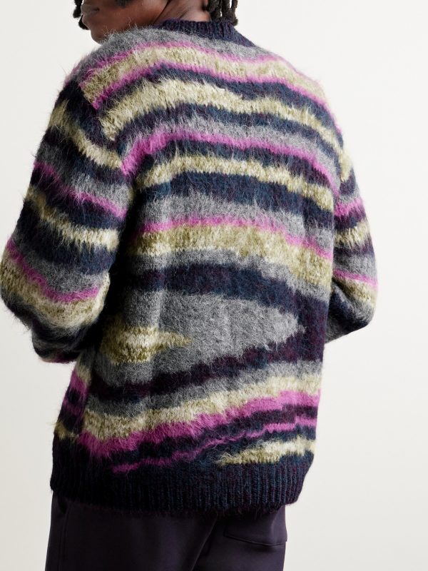 Oil Slick Striped Jacquard-Knit Alpaca-Blend Sweater - BK Oil Slick Striped Jacquard-Knit Alpaca-Blend Sweater - BK