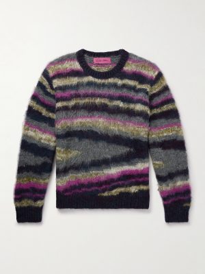 Oil Slick Striped Jacquard-Knit Alpaca-Blend Sweater Oil Slick Striped Jacquard-Knit Alpaca-Blend Sweater