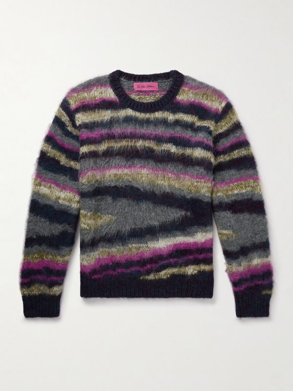Oil Slick Striped Jacquard-Knit Alpaca-Blend Sweater Oil Slick Striped Jacquard-Knit Alpaca-Blend Sweater