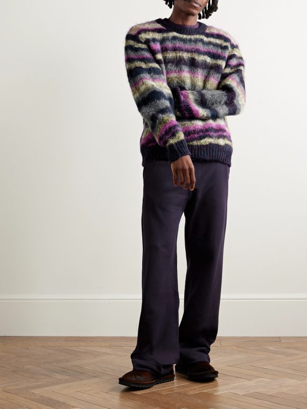 Oil Slick Striped Jacquard-Knit Alpaca-Blend Sweater - OU Oil Slick Striped Jacquard-Knit Alpaca-Blend Sweater - OU