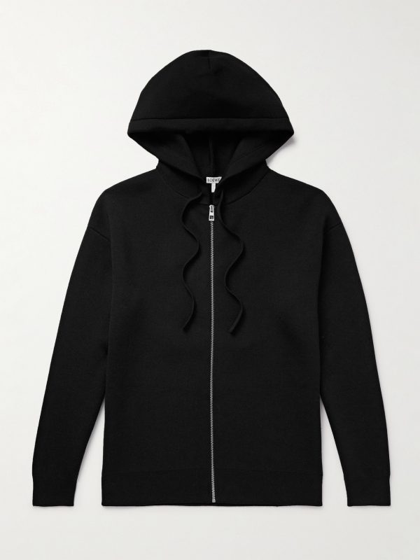 Logo-Embossed Wool-Blend Zip-Up Hoodie