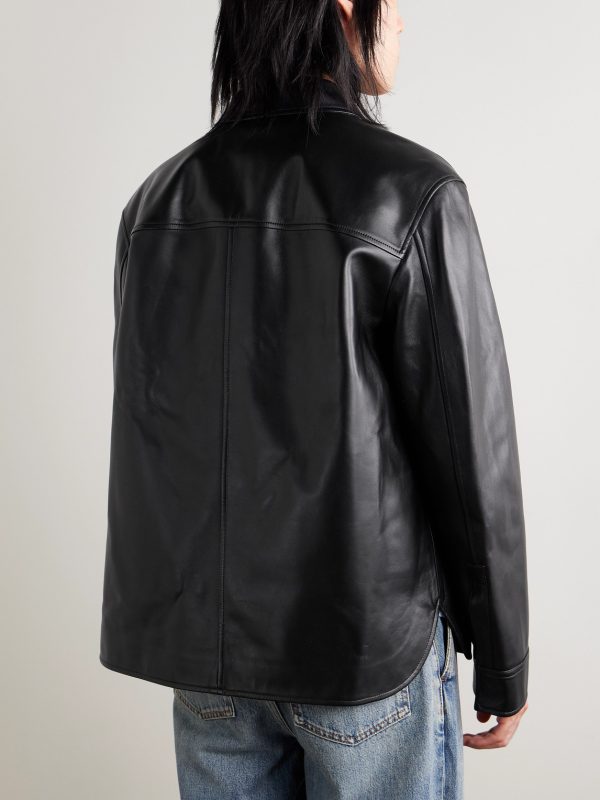 Logo-Debossed Leather Overshirt - BK Logo-Debossed Leather Overshirt - BK